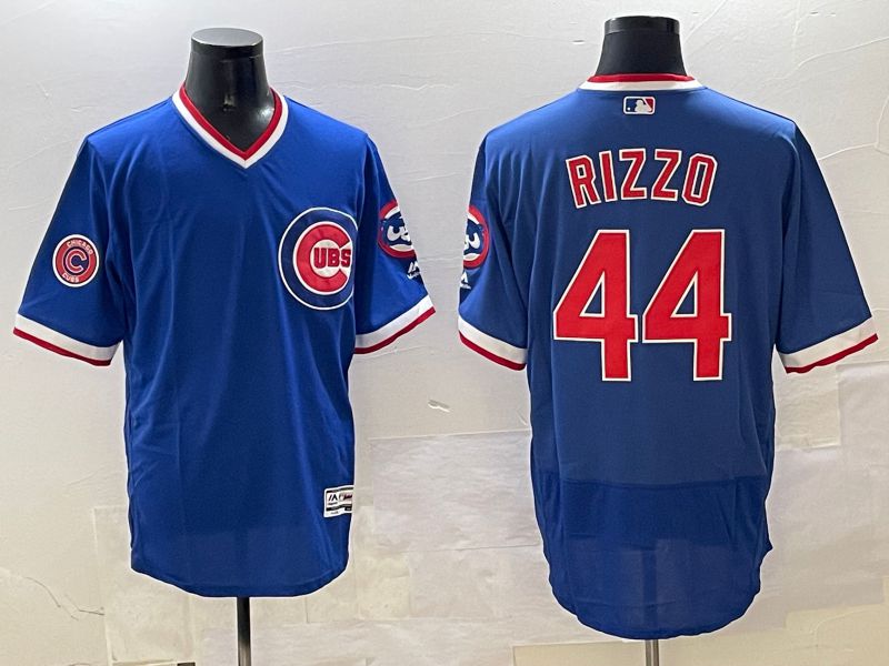 Men Chicago Cubs #44 Rizzo Blue Throwback Elite 2025 Nike MLB Jersey style 2